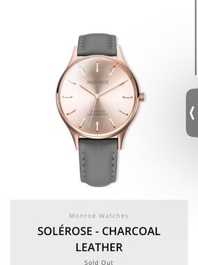 MONROE Solérose Charcoal Leather Watch - Rose Gold Dial
